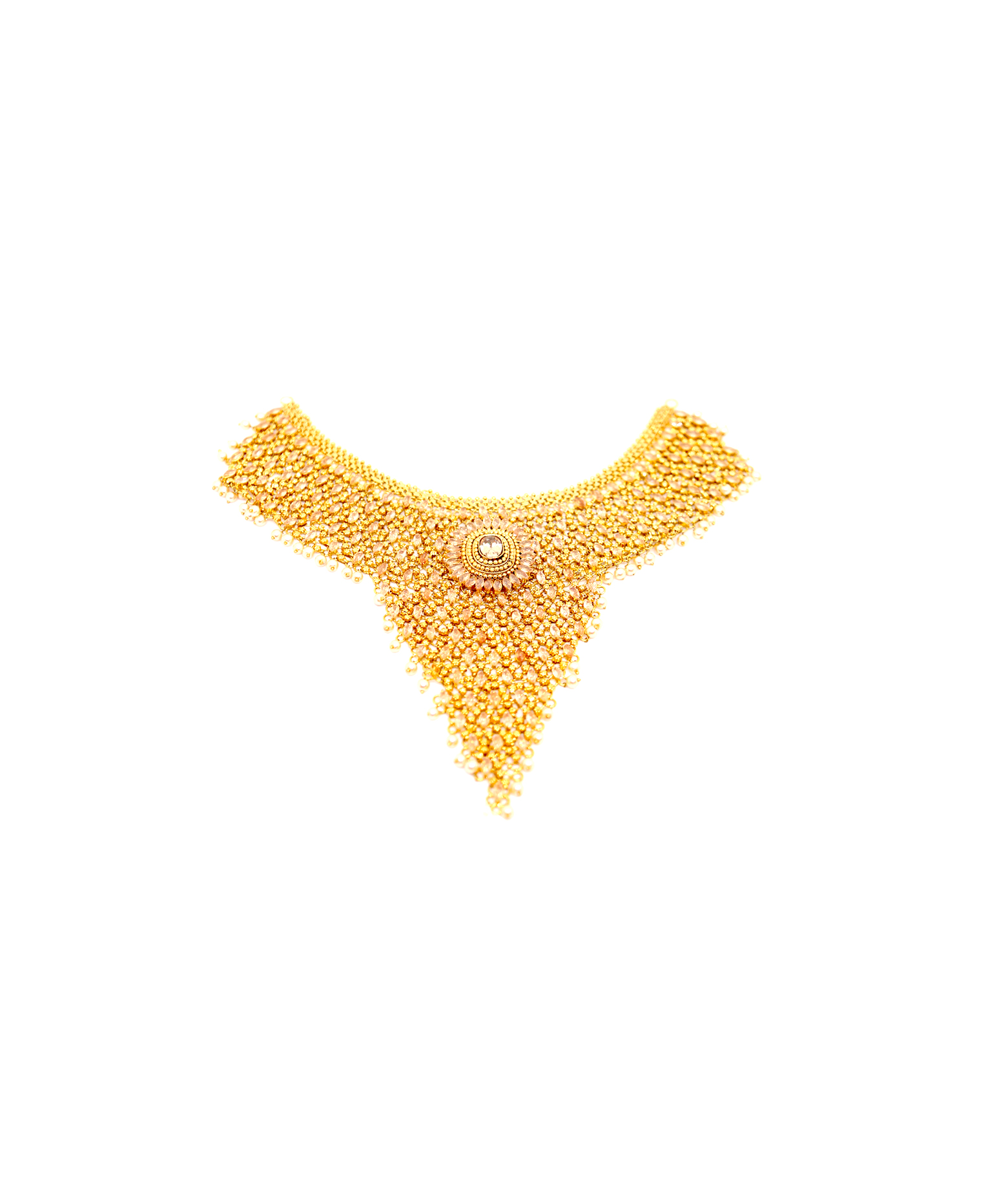 Gold plate Stone Wedding Necklace Set