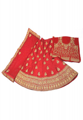 Maroon-Golden Kery stone Indian lehenga