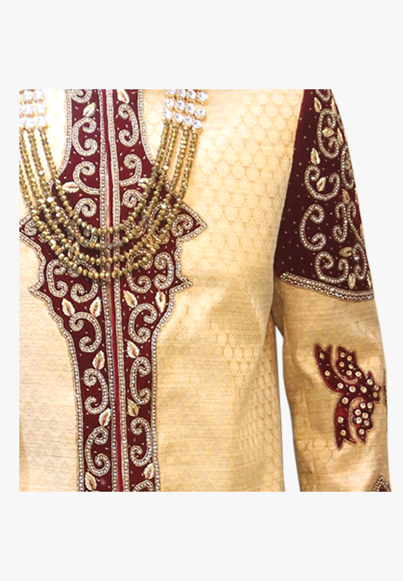 Light golden katan wedding sherwani
