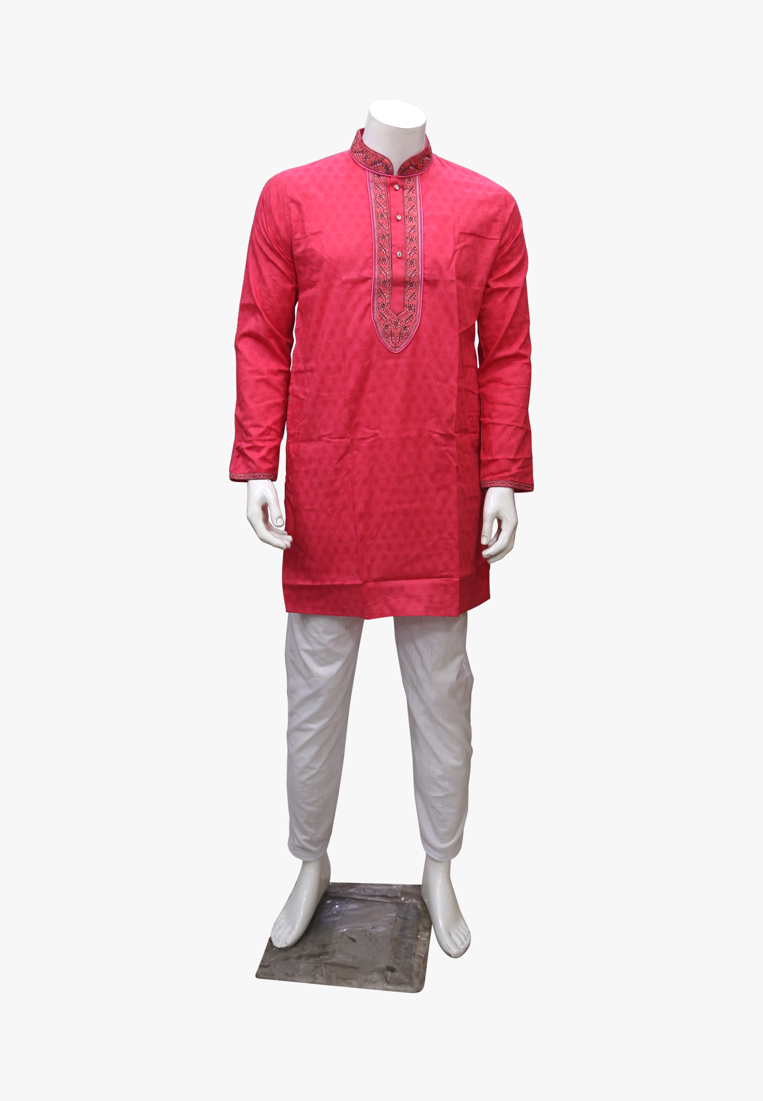 Magenta Cotton mixed deshi panjabi