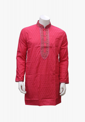 Magenta Cotton mixed deshi panjabi