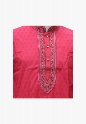 Magenta Cotton mixed deshi panjabi