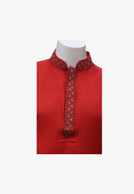 Linen-cotton Neck embroidery Deshi panjabi