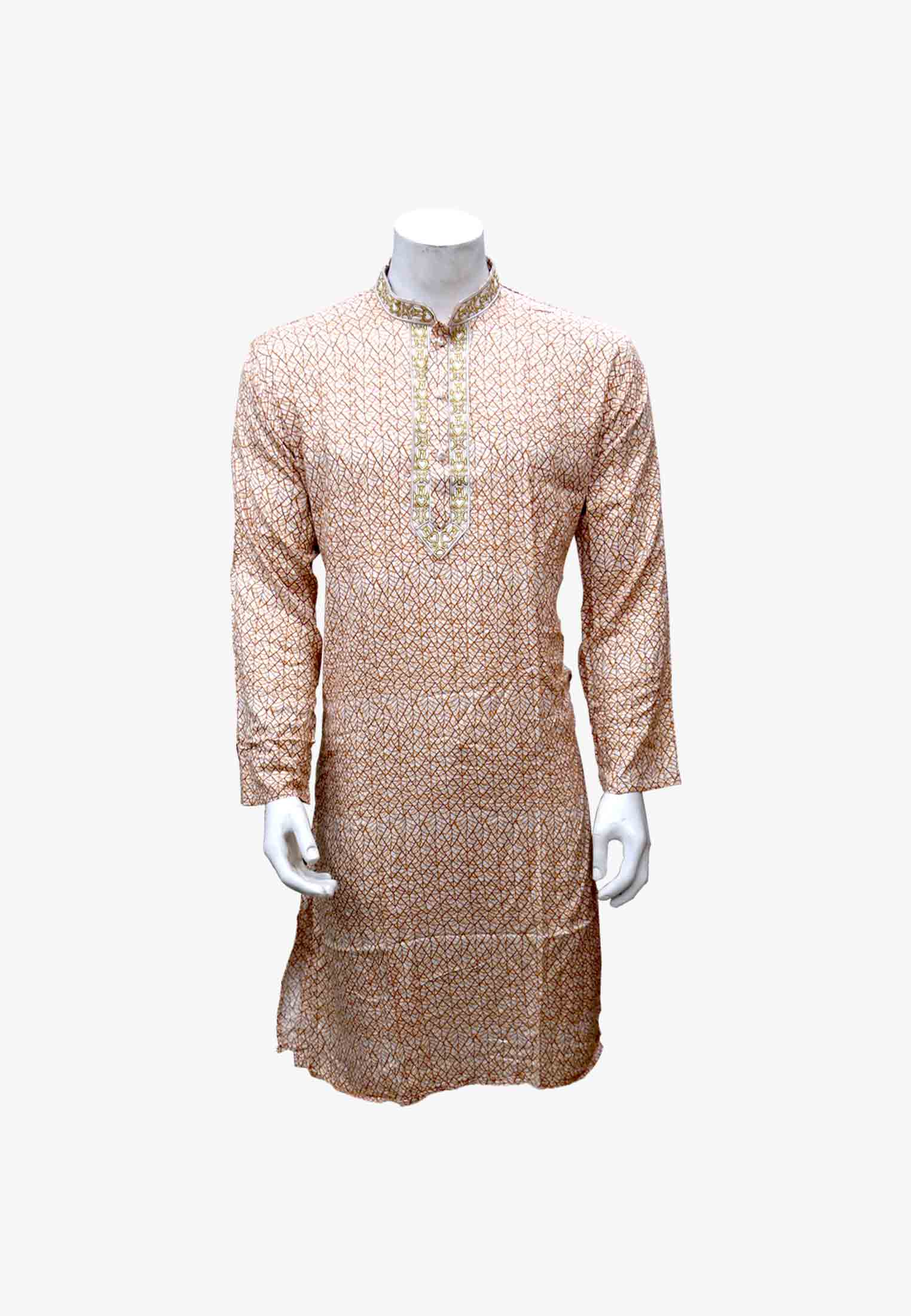 Linen cotton neck embroidery mixed deshi panjabi