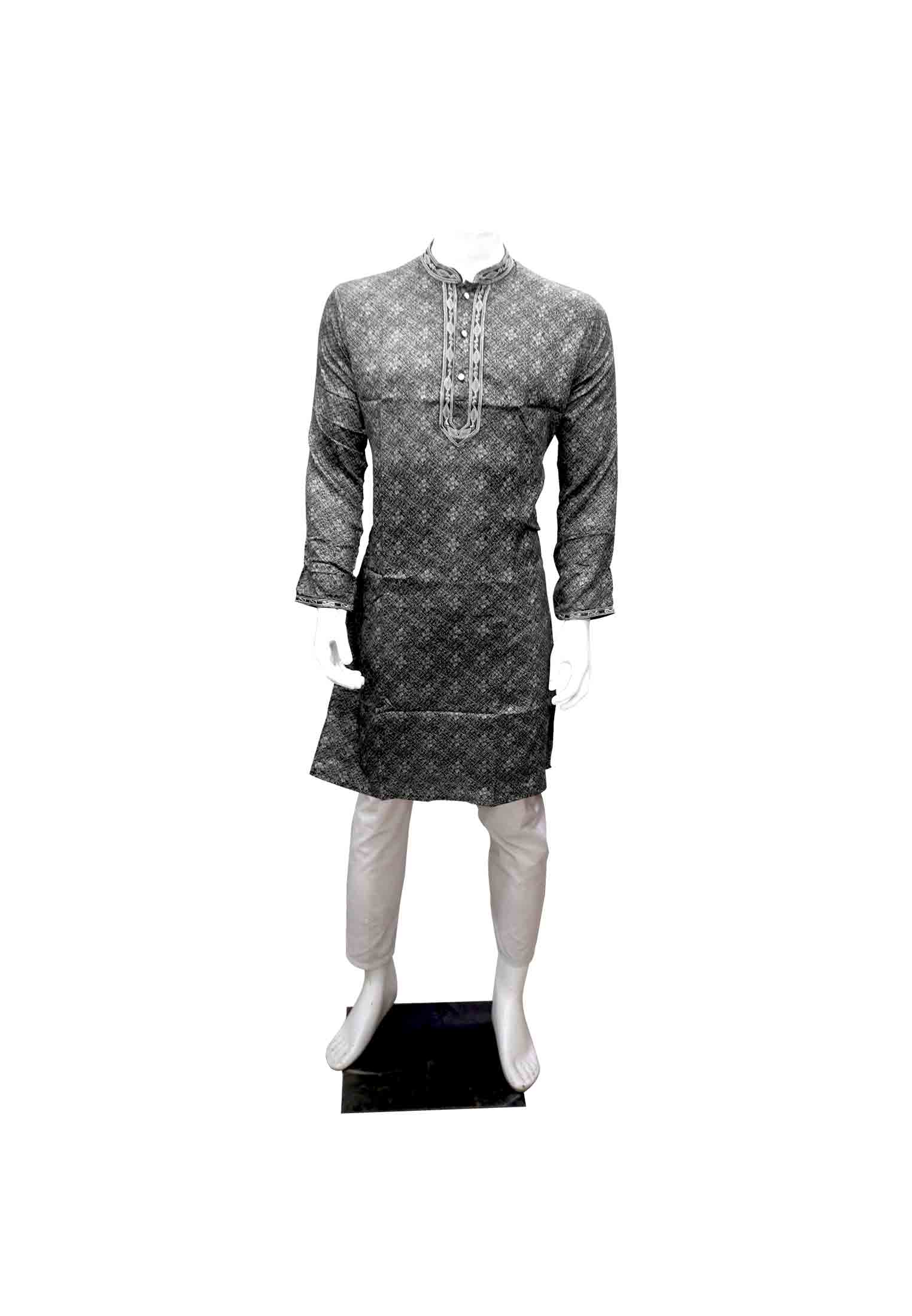 China satin print embroidery panjabi