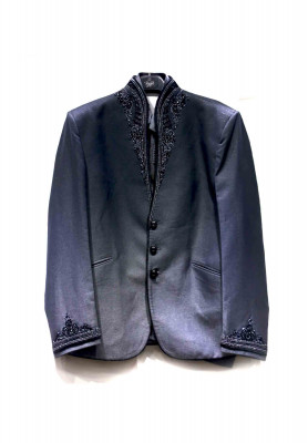 Linen Black Stone Puti Party Suit