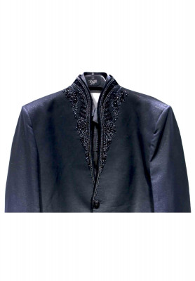 Linen Black Stone Puti Party Suit