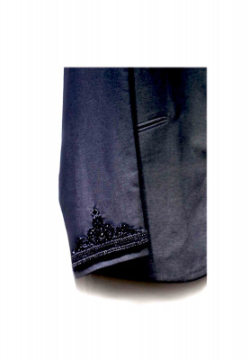 Linen Black Stone Puti Party Suit