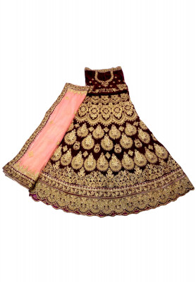 Velvet-Thread Work-Stone Lehenga